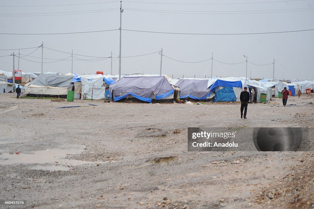 Heavy rain worsens living conditions of Iraqis at Baharka refugee camp in Arbil