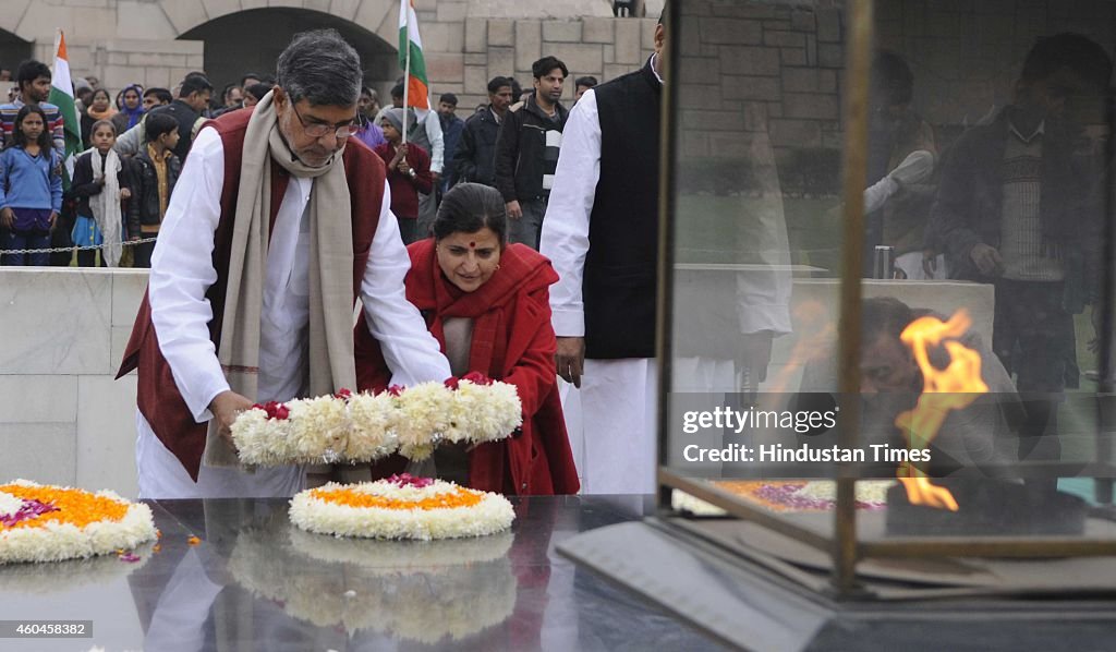 Nobel Peace Prize Winner Kailash Satyarthi Pays Tribute To Mahatama Gandhi