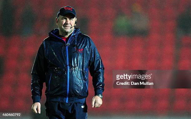 Wayne Pivac, Head Coach of Scarlets looks on ahead of the European Rugby Champions Cup match between Scarlets and Ulster Rugby at Parc y Scarlets on...
