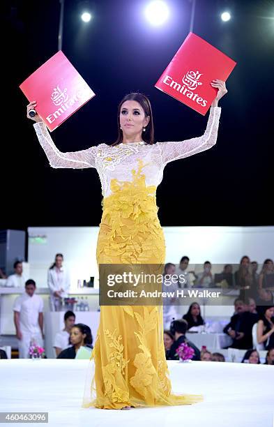 Eva Longoria on stage at the Global Gift Gala during day five of the 11th Annual Dubai International Film Festival held at White Dubai on December...