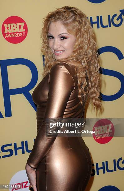 Actress Lea Lexis arrives for the 2013 XBIZ Awards held at the Hyatt Regency Century Plaza on January 11, 2013 in Century City, California.