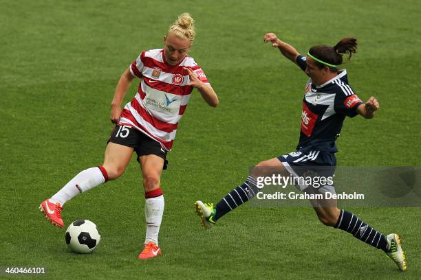 Teigen Allen of the Wanderers controls the ball during the round seven W-League match between the Melbourne Victory and the Western Sydney Wanderers...