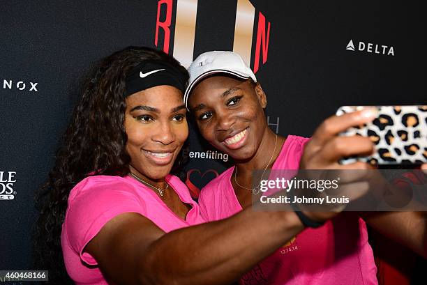 Serena Williams and Venus Williams participate in The Serena Williams Ultimate Run karaoke after-party and Award ceremony at Clevelander South Beach...