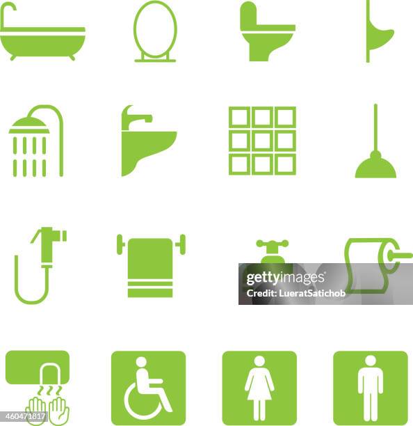 bathroom green silhouette icons - changing nappy stock illustrations