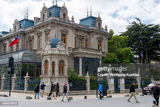 The Club de la Unión, the former Sara Braun mansion, on the Plaza de Armas in Punta Arenas, a city on the Strait of Magellan in southern Chile.