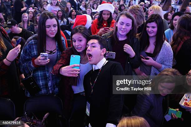Lohanthony poses with fans at KISS 108s Jingle Ball 2014, presented by Market Basket Supermarkets at TD Garden on December 14, 2014 in Boston,...