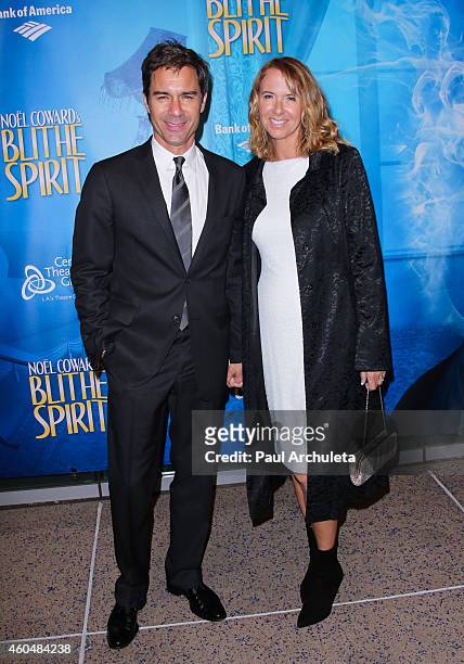 Actor Eric McCormack and his Wife Janet Holden attend the "Blithe Spirit" opening night performance at The Ahmanson Theatre on December 14, 2014 in...