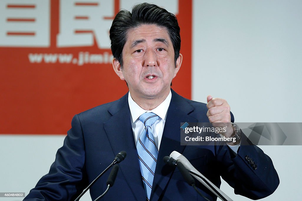 Japan Prime Minister Shinzo Abe Holds Election Result News Conference