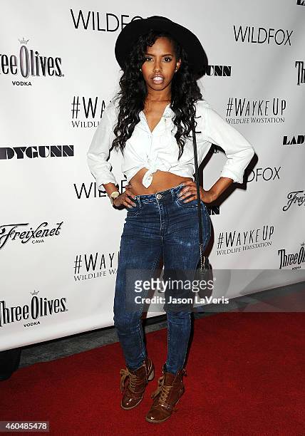 Actress Jivanta Roberts attends the Wayke Up fundraiser at Sofitel Hotel on December 14, 2014 in West Hollywood, California.