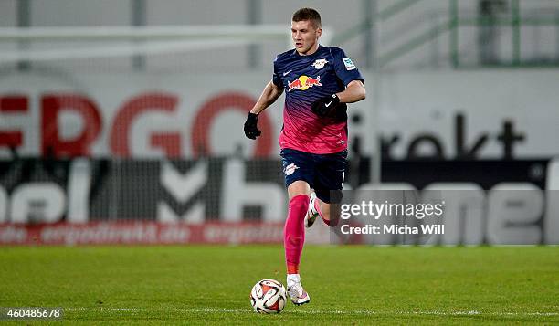 Ante Rebic of Leipzig runs with the ball during the Second Bundesliga match between SpVgg Greuther Fuerth and RasenBallsport Leipzig at Trolli-Arena...