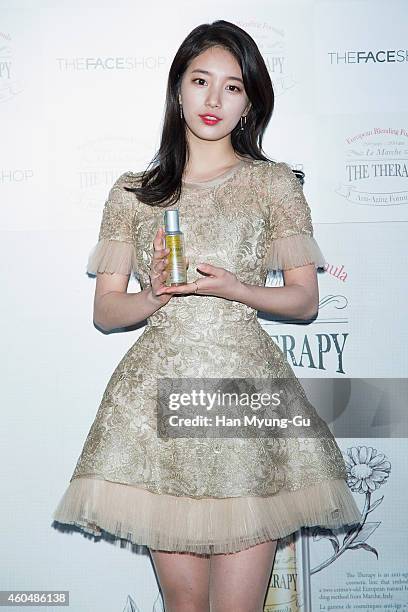 Suzy of South Korean girl group Miss A attends the photo call of the pop-up store opening for TheFaceShop "The Therapy Castle" on December 15, 2014...