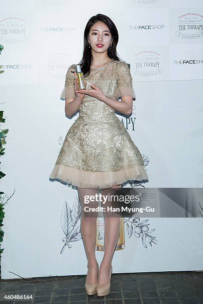 Suzy of South Korean girl group Miss A attends the photo call of the pop-up store opening for TheFaceShop "The Therapy Castle" on December 15, 2014...
