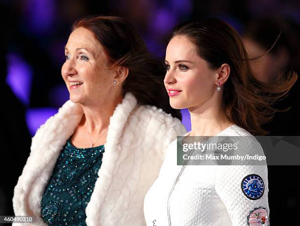 Jane Hawking and Felicity Jones attend the UK Premiere of 'The Theory Of Everything' at Odeon Leicester Square on December 9, 2014 in London, England.