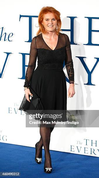 Sarah Ferguson, Duchess of York attends the UK Premiere of 'The Theory Of Everything' at Odeon Leicester Square on December 9, 2014 in London,...