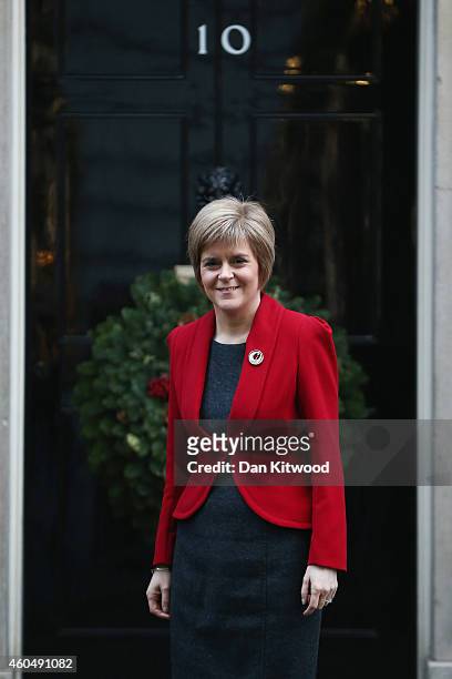 First Minister of Scotland Nicola Sturgeon poses for a photograph outside 10 Downing Street on December 15, 2014 in London, England. Nicola Sturgeon...