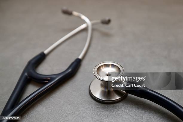 Stethoscope is pictured in a General Practitioners surgery on December 4, 2014 in London, England. Ahead of next years general election, the...