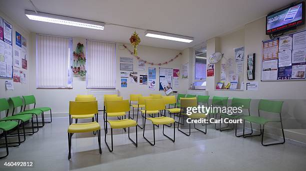 The waiting area of a General Practitioners surgery is pictured on December 4, 2014 in London, England. Ahead of next years general election, the...