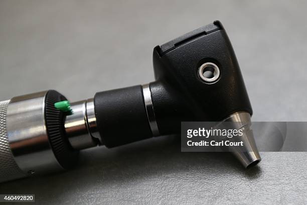 An otoscope is pictured in a General Practitioners surgery on December 4, 2014 in London, England. Ahead of next years general election, the...