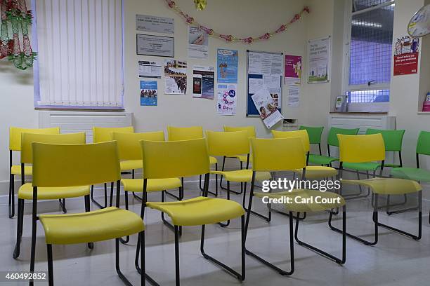 The waiting area of a General Practitioners surgery is pictured on December 4, 2014 in London, England. Ahead of next years general election, the...