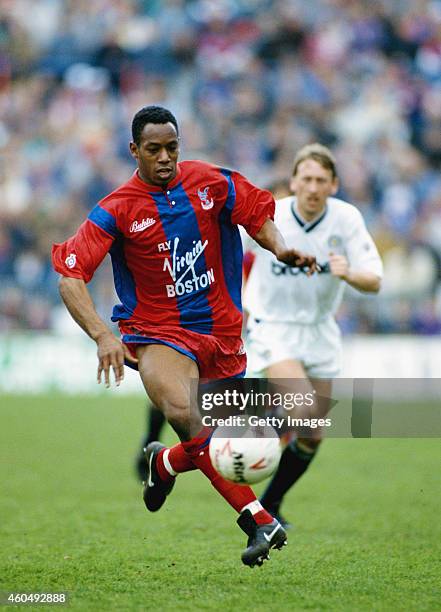 Crystal Palace striker Ian Wright in action during a League Division One match between Crystal Palce and Manchester City at Selhurst Park on March...