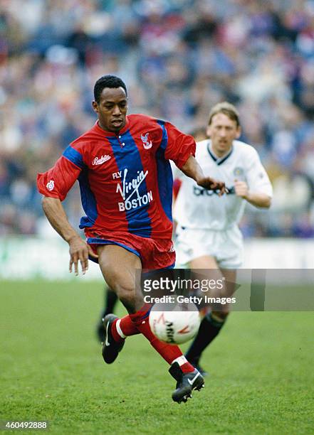 Crystal Palace striker Ian Wright in action during a League Division One match between Crystal Palce and Manchester City at Selhurst Park on March...