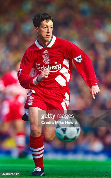 Liverpool striker Robbie Fowler in action during an FA Premier League match between Liverpool and Aston Villa at Anfield on October 8, 1994 in...