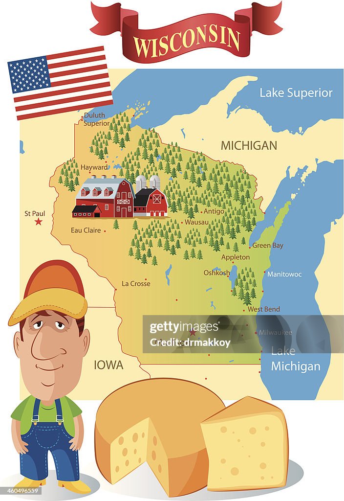 Cartoon Map of Wisconsin