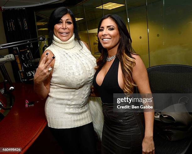 Angela 'Big Ang' Raiola and Natalie Guercio of 'Mob Wives' visit at SiriusXM Studios on December 15, 2014 in New York City.