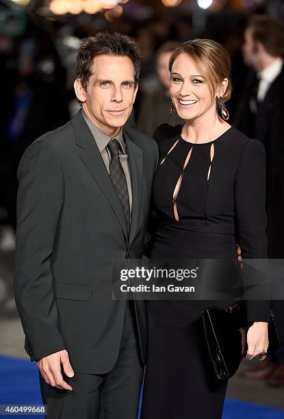 Ben Stiller and wife Christine Taylor attend the UK Premiere of "Night At The Museum: Secret Of The Tomb" at Empire Leicester Square on December 15,...