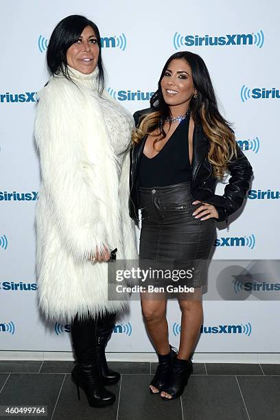 Angela 'Big Ang' Raiola and Natalie Guercio of 'Mob Wives' visit at SiriusXM Studios on December 15, 2014 in New York City.