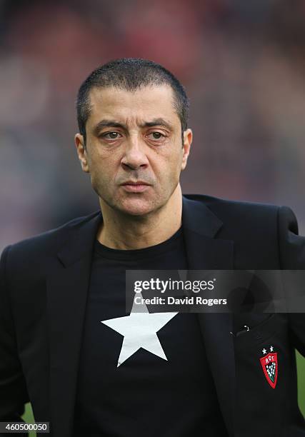 Mourad Boudjellal, owner of RC Toulon looks on during the European Rugby Champions Cup pool three match between RC Toulon and Leicester Tigers at...