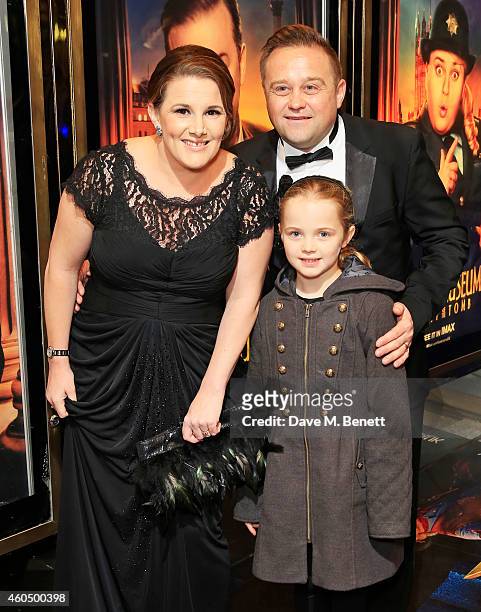 Sam Bailey, husband Craig Pearson and daughter Brooke Pearson attend the UK Premiere of "Night At The Museum: Secret Of The Tomb" at Empire Leicester...