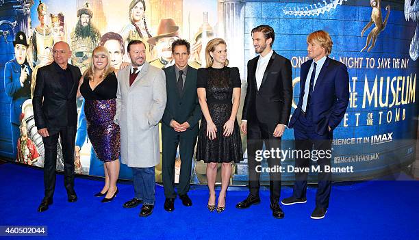 Sir Ben Kingsley, Rebel Wilson, Ricky Gervais, Ben Stiller, Alice Eve, Dan Stevens and Owen Wilson attend the UK Premiere of "Night At The Museum:...