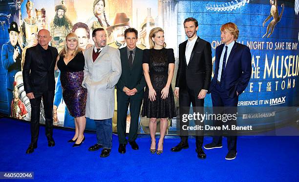 Sir Ben Kingsley, Rebel Wilson, Ricky Gervais, Ben Stiller, Alice Eve, Dan Stevens and Owen Wilson attend the UK Premiere of "Night At The Museum:...