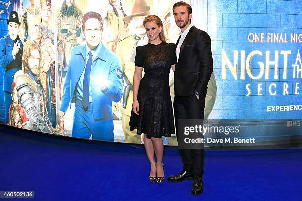 Alice Eve and Dan Stevens attend the UK Premiere of "Night At The Museum: Secret Of The Tomb" at Empire Leicester Square on December 15, 2014 in...