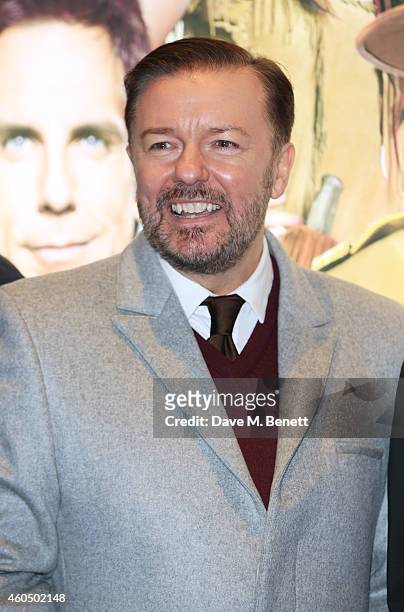 Ricky Gervais attends the UK Premiere of "Night At The Museum: Secret Of The Tomb" at Empire Leicester Square on December 15, 2014 in London, England.
