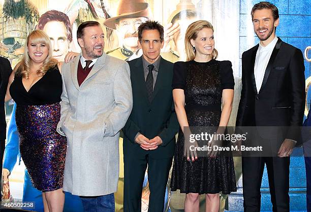 Rebel Wilson, Ricky Gervais, Ben Stiller, Alice Eve and Dan Stevens attend the UK Premiere of "Night At The Museum: Secret Of The Tomb" at Empire...
