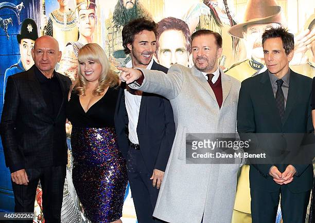 Sir Ben Kingsley, Rebel Wilson, director Shawn Levy, Ricky Gervais and Ben Stiller attend the UK Premiere of "Night At The Museum: Secret Of The...