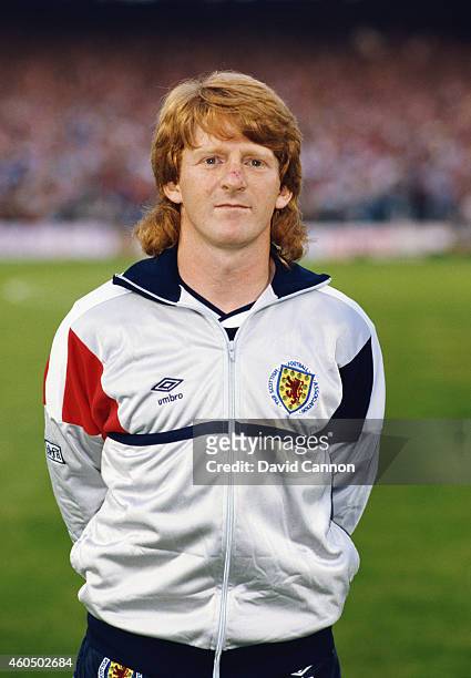 Scotland player Gordon Strachan pictured before the World Cup Qualifier between Wales and Scotland at Ninian Park on September 10, 1985 in Cardiff,...