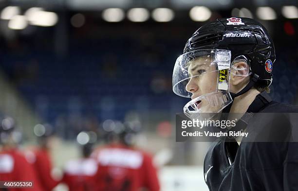 Samuel Morin skates during the Canada National Junior Team practice at the Meridian Centre on December 15, 2014 in St Catharines, Ontario, Canada.