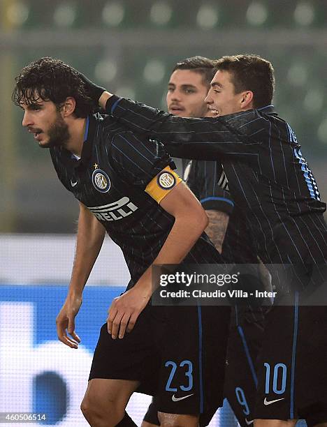 Andrea Ranocchia of FC Internazionale celebrates after scoring the second goal during the Serie A match between AC Chievo Verona and FC...
