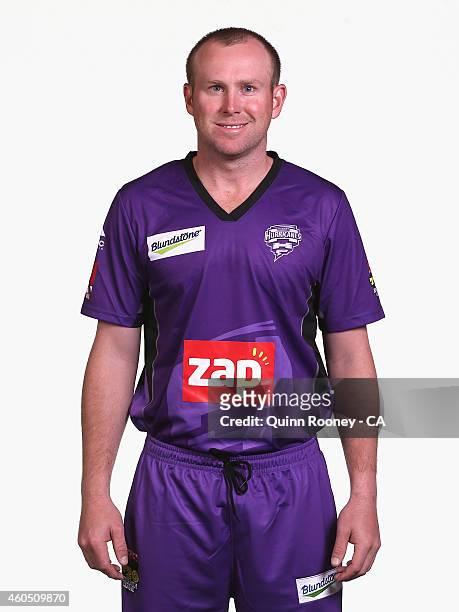 Ben Dunk of the Hurricanes poses during the Hobart Hurricanes Big Bash League headshots session at the TCA Ground on December 16, 2014 in Hobart,...