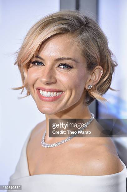 Actress Sienna Miller arrives at the "American Sniper" New York Premiere at Frederick P. Rose Hall, Jazz at Lincoln Center on December 15, 2014 in...