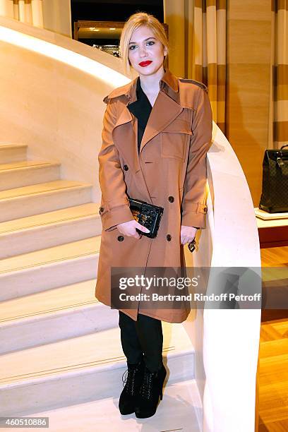 Stylist Camille Seydoux attends the Louis Vuitton Montaigne Store Re-Opening party at Louis Vuitton Avenue Montaigne Store on December 15, 2014 in...