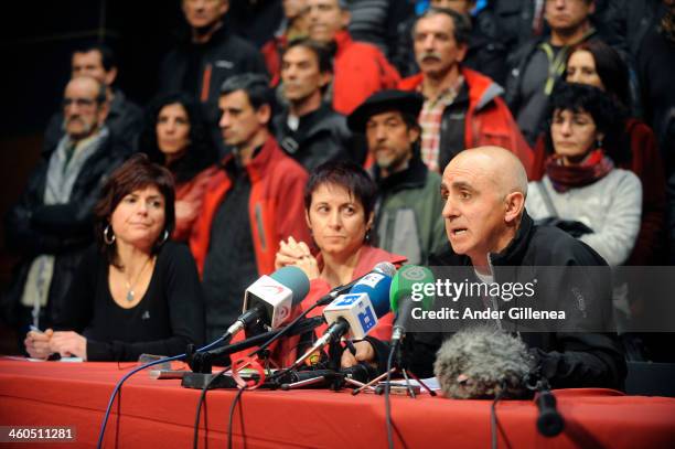 Estanis Etxaburu , Arantxa Garballo and Ines Lopez give a press conference in the name of the recently released 63 ETA prisoners to value the...