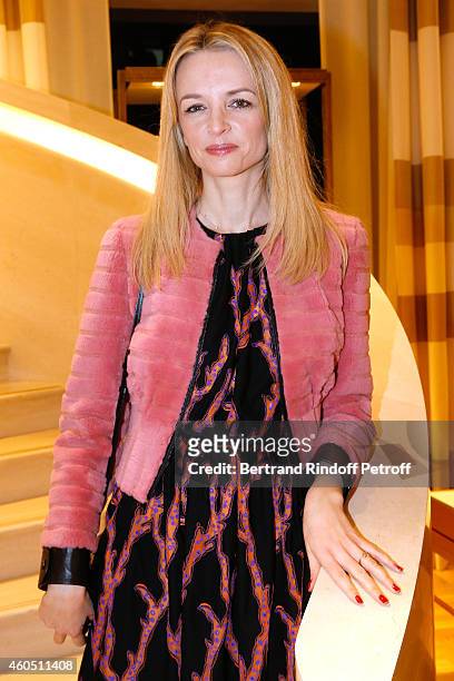Louis Vuitton's executive vice president, Delphine Arnault attends the Louis Vuitton Montaigne Store Re-Opening party at Louis Vuitton Avenue...