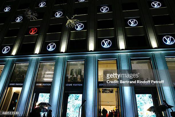 Illustration view of the Louis Vuitton Montaigne Store during its Re-Opening party at Louis Vuitton Avenue Montaigne Store on December 15, 2014 in...