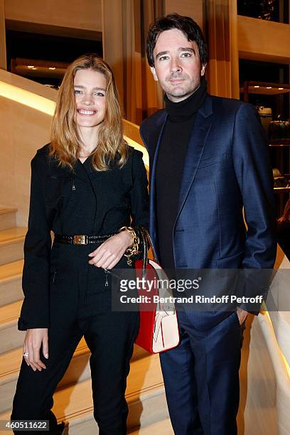 General manager of Berluti Antoine Arnault and Model Natalia Vodianova attend the Louis Vuitton Montaigne Store Re-Opening party at Louis Vuitton...