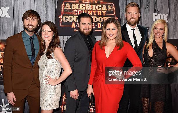 Dave Haywood of Lady Antebellum, Kelli Cashiola, Chris Tyrrell, Hillary Scott and Charles Kelley of Lady Antebellum, and Cassie McConnell attend the...