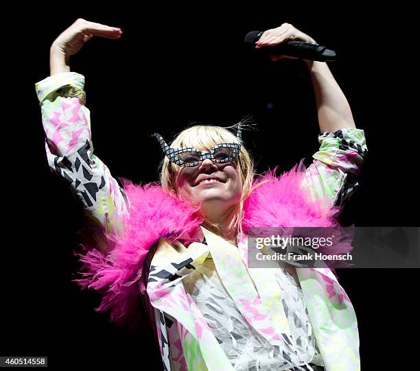 Singer Mieze Katz of the German band MIA performs live during a concert at the Columbiahalle on December 12, 2014 in Berlin, Germany.